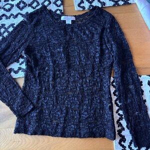 Vintage The Limited Black Lace Long Sleeve Top no stretch juniors XL